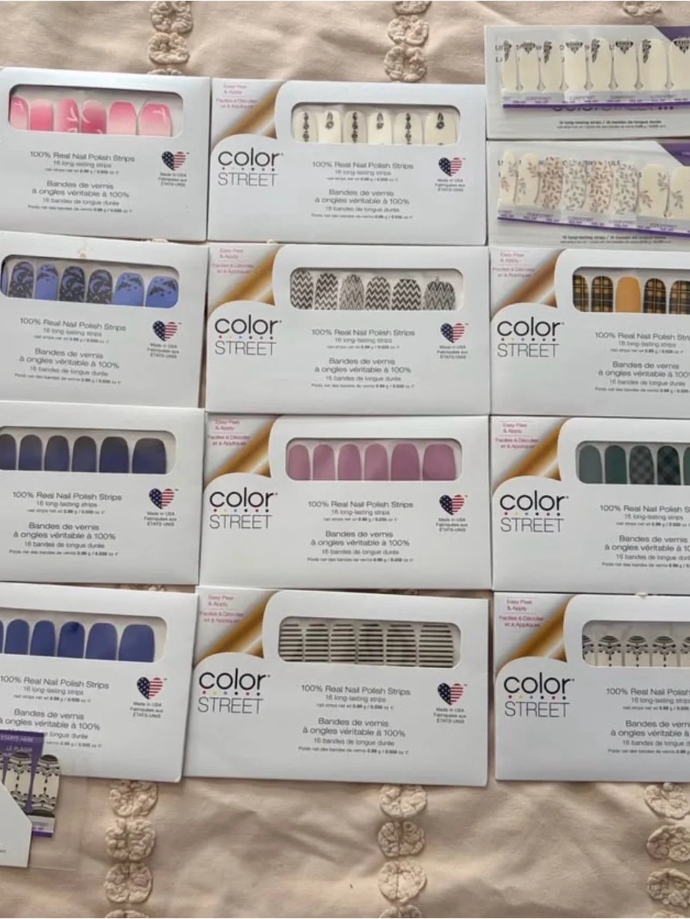 Color Street Pink, Purple, Blue & Neutral Nail Polish Strips Assortment